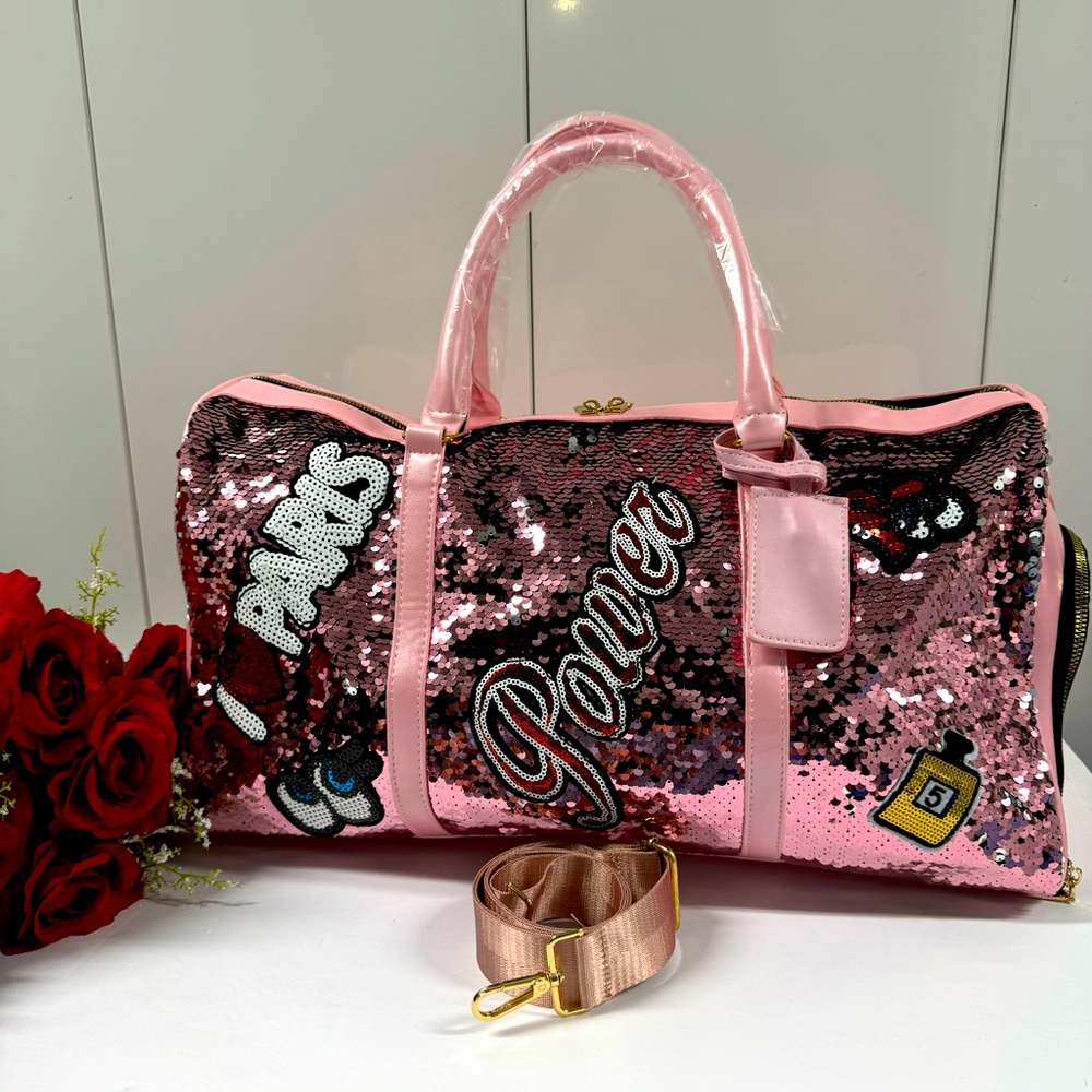 SALE I ♥️ PARIS SEQUIN TRAVEL BAG